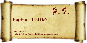 Hopfer Ildikó névjegykártya